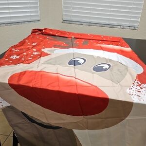 Holiday Reindeer Shower Curtain - Red and Tan